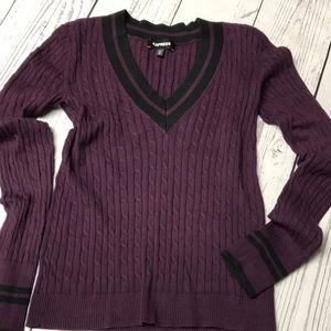 Purple Cable-Knit V-neck - S/M